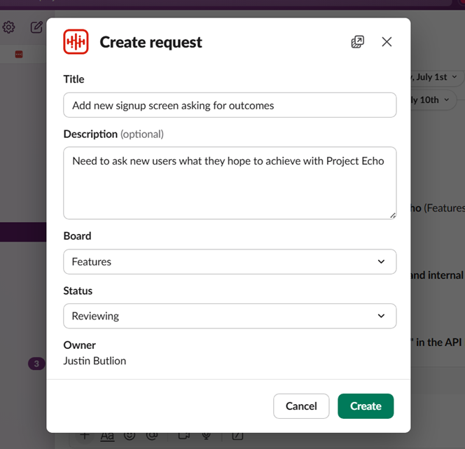 Project Echo - create requests in Slack.png